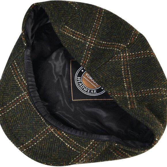 Men's Herringbone Flat Ivy Newsboy Hat Wool Blend Gatsby Cabbie Cap - Picture 5 of 6